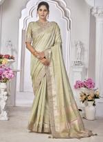 Top Dyed Silk Cream Wedding Wear Coding Work Saree